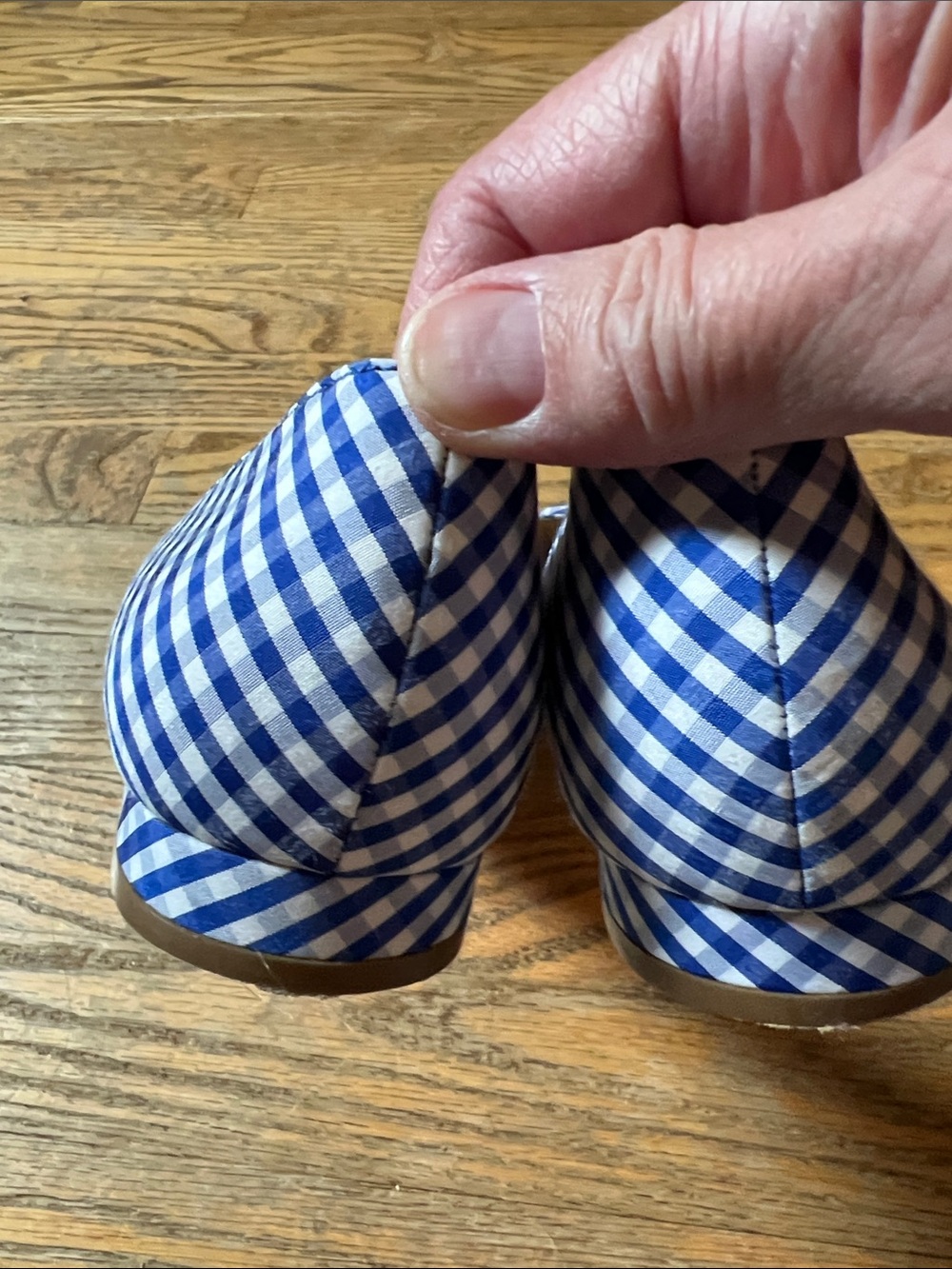 Womens Blue Gingham Knot Front Flats Talbots 9 1/2 - Picture 9 of 9